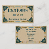 アールデコグリーンおよび金ゴールドフレームプロフェッショナル 名刺 (正面/裏面)