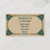 アールデコグリーンおよび金ゴールドフレームプロフェッショナル 名刺 (裏面)