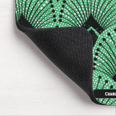 アールデコグリーン白黒レトロ孔雀パターン マウスパッド (コーナー)