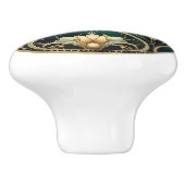 アールデコグリーン金ゴールドホワイトアールヌーボー セラミックノブ (側面)