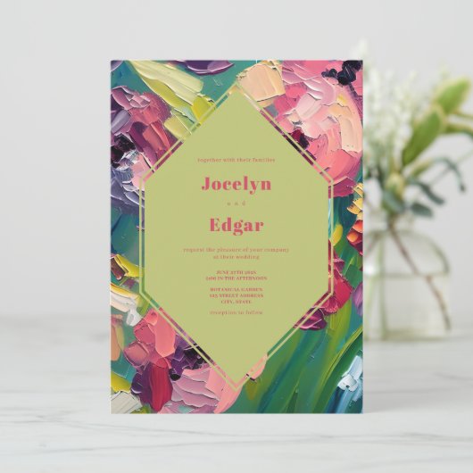 アールデコグルーヴィ結婚ー油絵 招待状 (スタンド正面)