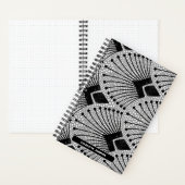 アールデコグレイ白黒エレガント孔雀パターン ノートブック (内側)
