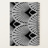 アールデコグレイ白黒エレガント孔雀パターン ノートブック (裏面)