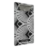 アールデコグレイ白黒レトロ孔雀パターン ミニクリップボード (アングル)