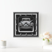 アールデコグレイ車 スクエア壁時計 (ホーム)