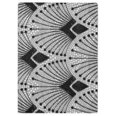 アールデコグレーヴィンテージレトロ孔雀パターン クリップボード (裏面)