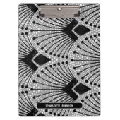 アールデコグレーヴィンテージレトロ孔雀パターン クリップボード (正面)