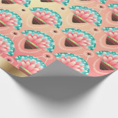アールデココーラルピンクの花 ラッピングペーパー (角)