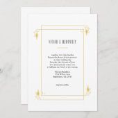 アールデコゴミニマルールデンイエロー結婚式招待状 招待状 (正面/裏面)