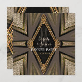 アールデコゴルディロマンスディナーパーティの招待状 招待状 (正面/裏面)