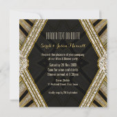 アールデコゴールディダイヤモンドディナーパーティの招待状 招待状 (裏面)