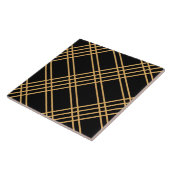 アールデコゴールデンストライプクロスの黒いタイル タイル (側面)