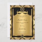 アールデコゴールデンブラックジュエルバースデーパーティー 招待状 (正面)
