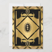 アールデコゴールデンブラックジュエルバースデーパーティー 招待状 (裏面)