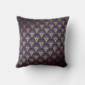 アールデコゴールデンブルーネイビーシーシェルズピロー クッション (裏面)