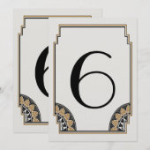 アールデコゴールド ポッシュ テーブルナンバー６ 招待状 (正面/裏面)
