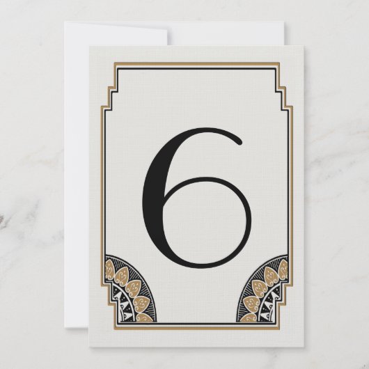 アールデコゴールド ポッシュ テーブルナンバー６ 招待状 (正面)