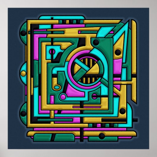 アールデコサイバパンク幾何融合 ポスター (正面)