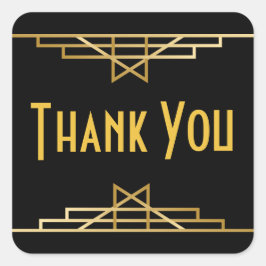 アールデコサンキューブラック&金ゴールドギャツビー結婚ズ スクエアシール