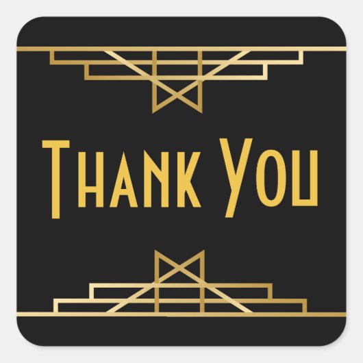 アールデコサンキューブラック&金ゴールドギャツビー結婚ズ スクエアシール (正面)