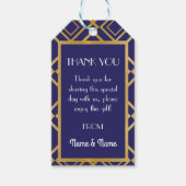 アールデコサンキューラベルネイビー金ゴールド結婚ラベル ギフトタグ (正面)