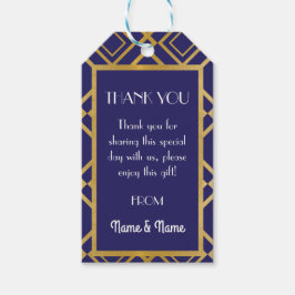 アールデコサンキューラベルネイビー金ゴールド結婚ラベル ギフトタグ