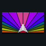 アールデコサンレインボー ポスター<br><div class="desc">クラシックアートスタイルの太陽のパターン虹。様式化されたアートデコの形をした建物の後ろから昇る太陽の象徴的なパターン。今シンプル時代にエレガント忠実なデザイン。</div>