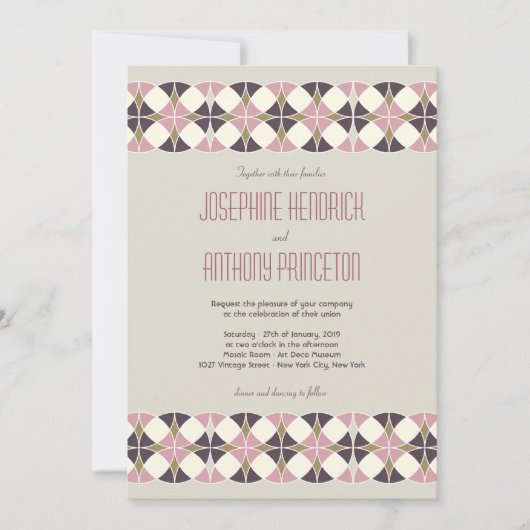 アールデコサークルエレガントバンドヴィンテージ結婚式 招待状 (正面)