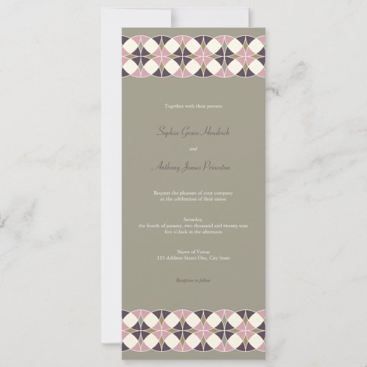 アールデコサークルエレガントバンドヴィンテージ結婚式 招待状 (正面)