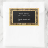 アールデコサークルブラックアンドゴールドフォイル蔵書票 長方形シール (バッグ)
