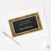 アールデコサークルブラックアンドゴールドフォイル蔵書票 長方形シール (封筒)