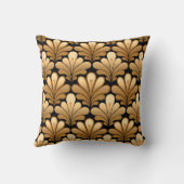 アールデコシェルパターン、金ゴールド、および黒 クッション (裏面)