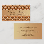 アールデコシェルパターン、銅およびチョコレートブラウン 名刺 (正面/裏面)