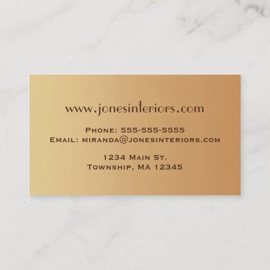 アールデコシェルパターン、銅およびチョコレートブラウン 名刺 (裏面)