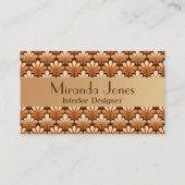 アールデコシェルパターン、銅およびチョコレートブラウン 名刺 (正面)