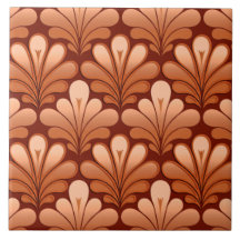 アールデコシェルパターン、銅、さび茶色