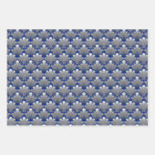 アールデコシェルパターン、銅、銀、金ゴールド ラッピングペーパーシート (正面2)