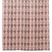 アールデコシェル水色パターンピンク シャワーカーテン (正面)