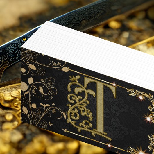 アールデコシエレガントックブラック金ゴールド美容師 名刺