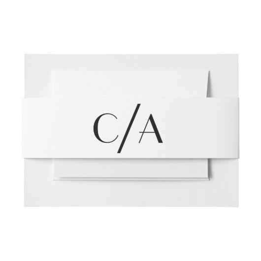 アールデコシック白黒モノグラム結婚ズ 招待状ベリーバンド (正面例)