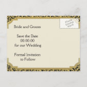 アールデコシャンデリア結婚式の日付を保存 案内ポストカード (裏面)