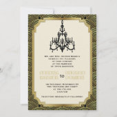 アールデコシャンデリア黒番金ゴールドセイガイハ結婚ズ 招待状 (正面)