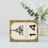 アールデコシャンデリア黒、金ゴールドテーブル番号 ポストカード (スタンド正面)