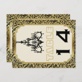 アールデコシャンデリア黒、金ゴールドテーブル番号 ポストカード (正面/裏面)