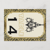 アールデコシャンデリア黒、金ゴールドテーブル番号 ポストカード (裏面)