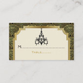 アールデコシャンデリア黒、金ゴールド結婚の座席表 プレイスカード (裏面)