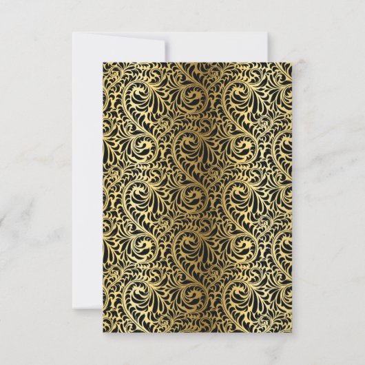 アールデコシャンデリア黒、金ゴールド結婚式RSVP 出欠カード (裏面)