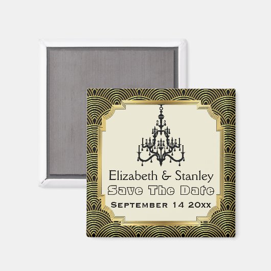 アールデコシャンデリアseigaiha結婚式の日付を保存 マグネット (正面/裏面)