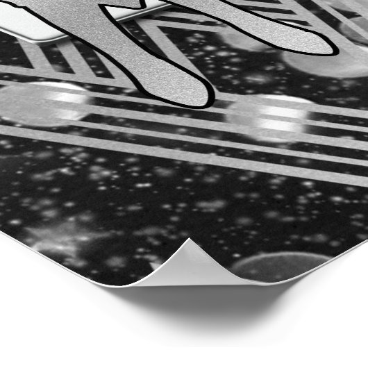 アールデコシルバー結婚の記念日パーティー歓迎 ポスター (角)