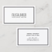アールデコシンプルエレガンススタイルホワイト/ブラック 名刺 (正面/裏面)